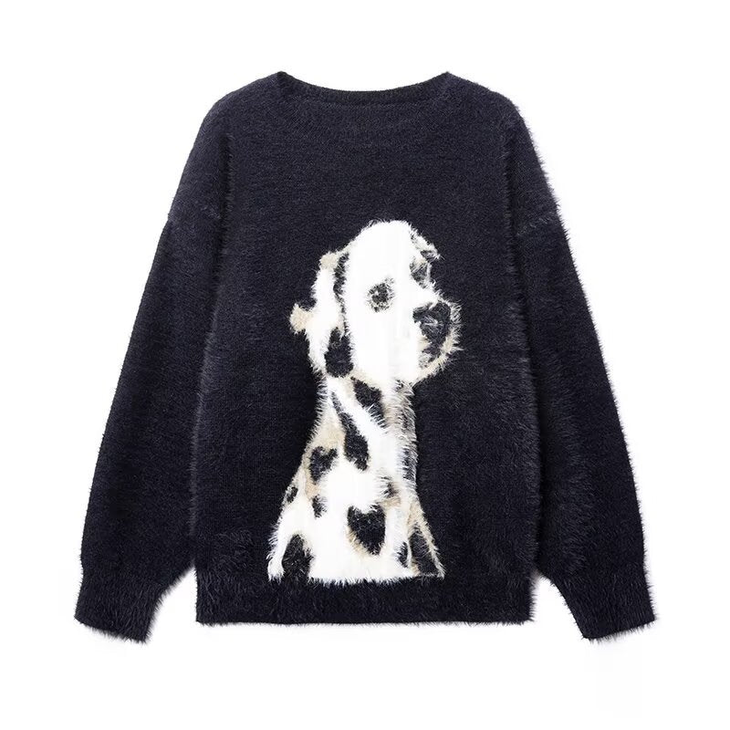 Puppy Jacquard Mink Cashmere Knitted Sweater For Men