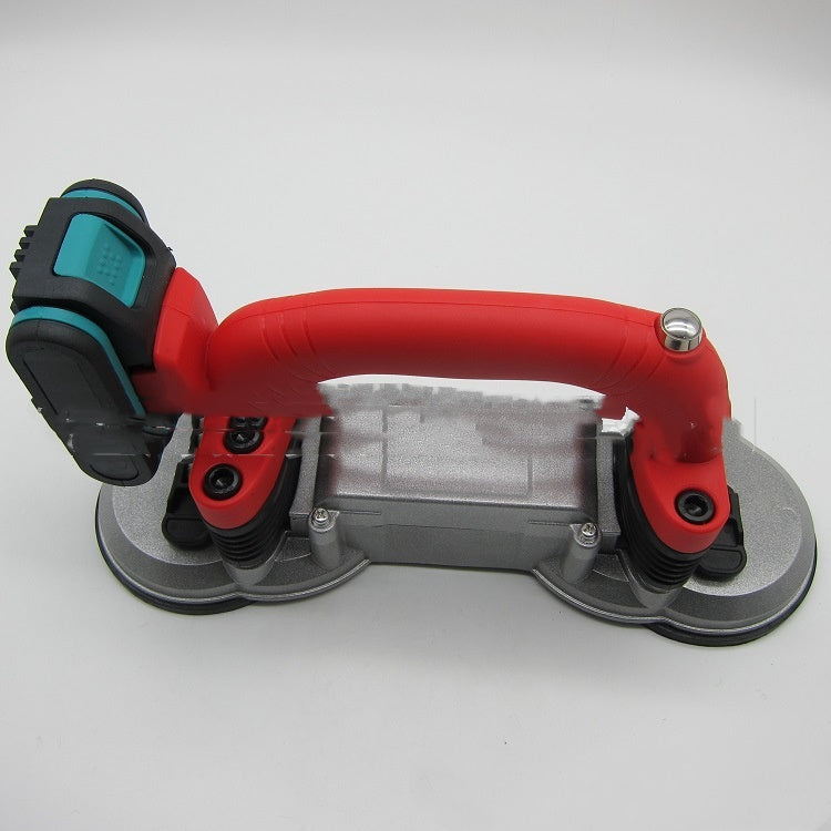 Red and black ceramic tile tiling machine with 12V lithium battery and dual suction cups