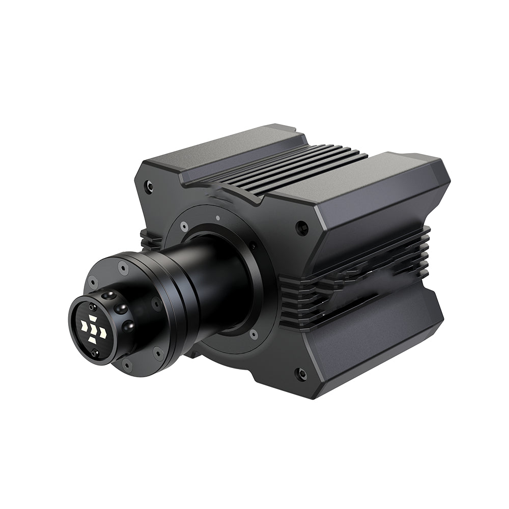 R9 Direct Drive racing simulator base with high strength steel housing and adjustable pedal spacing