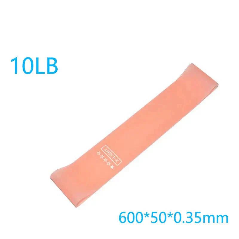 Light pink elastic resistance band for yoga, Pilates, and strength training, 10lb, 600x50x0.35mm